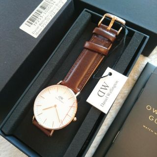 ダニエルウェリントン(Daniel Wellington)の【新品未使用】ダニエルウェリントン36㎜ホワイト×ローズゴールド×ブラウンベルト(腕時計)