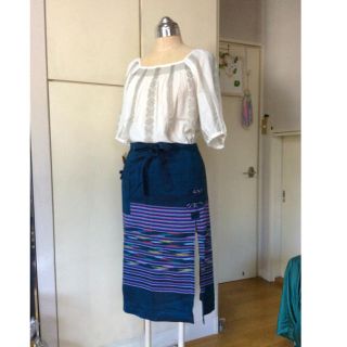 【新品♡】アジアン エプロン ブルー(その他)