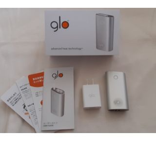 グロー(glo)の◇加熱式たばこ　gloグロー　本体　ACアダプターセット　シルバー◇(タバコグッズ)