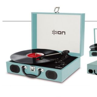 最終値下げion vinyl transportレコードプレーヤーティールブルー(ターンテーブル)