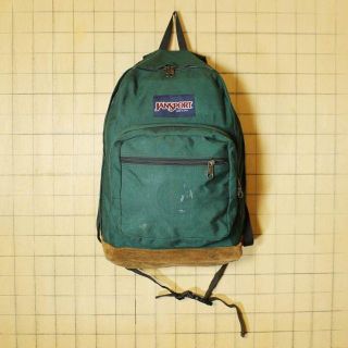 ジャンスポーツ(JANSPORT)のJANSPORT リュックサック スウェードレザー グリーンバックパックss29(バッグパック/リュック)