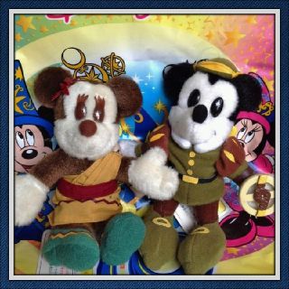 ディズニー(Disney)のディズニーランド&シー ミッキー&ミニーちゃんぬいぐるみバッジ未使用古代風(ぬいぐるみ)