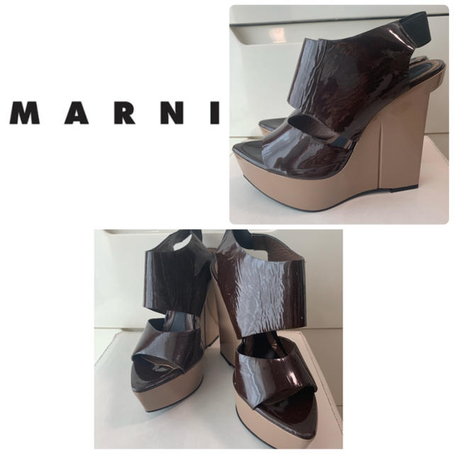 Marni(マルニ)のみーみ様専用ページです♡マルニ ダークブラウンパテント デザイン サンダル レディースの靴/シューズ(サンダル)の商品写真