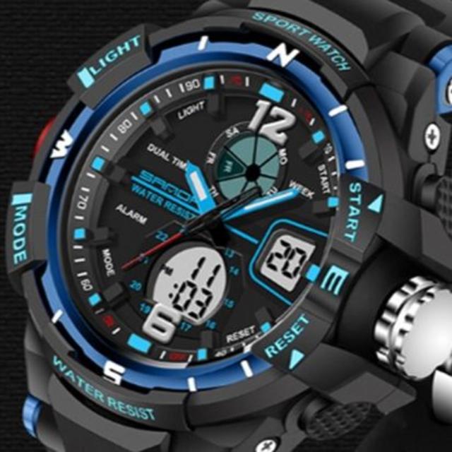 ■新品■　青　デュアルディスプレイ　防水ダイバーズ　ウォッチ メンズの時計(腕時計(デジタル))の商品写真