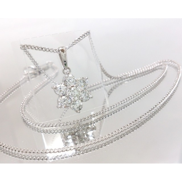 Pt850/900 ダイヤ 1.53ct フラワー ネックレス 約40.5cm