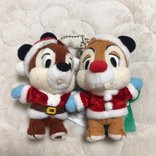 チップアンドデール(チップ&デール)のチップ デール クリスマス ぬいぐるみバッジ(キャラクターグッズ)