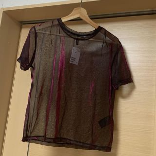 エイチアンドエム(H&M)の【未使用タグ付き】 H&M☆シースルートップス♡ピンク(カットソー(半袖/袖なし))