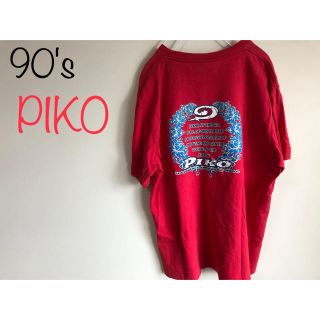 ピコ(PIKO)の90's PIKO 両面プリント tシャツ デカt  赤 サーフィン(Tシャツ/カットソー(半袖/袖なし))