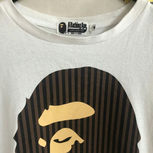 A BATHING APE(アベイシングエイプ)のど派手顔 珍しいストライプ大猿  エイプ ビックロゴ Tシャツ メンズのトップス(Tシャツ/カットソー(半袖/袖なし))の商品写真