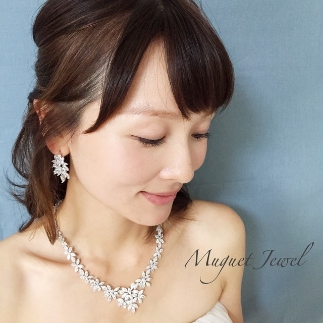 Muguet Jewel　ジルコニアネックレス&イヤリングセット【美品　値下げ】