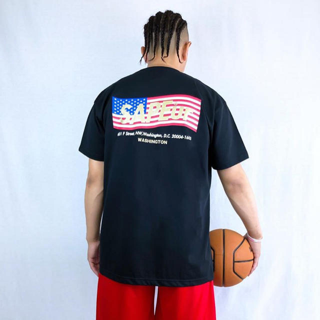 SAPEur サプール USA FLAG Tシャツ 黒 XL 国旗