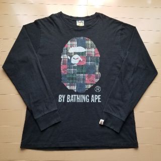 アベイシングエイプ(A BATHING APE)のA BATHING APEロングTシャツ長袖クレイジーチェックロゴカットソー(Tシャツ/カットソー(七分/長袖))