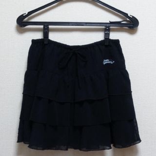 ポンポネット(pom ponette)の【ポンポネット】ミニスカート フリル レース 黒 Lサイズ 160cm(スカート)