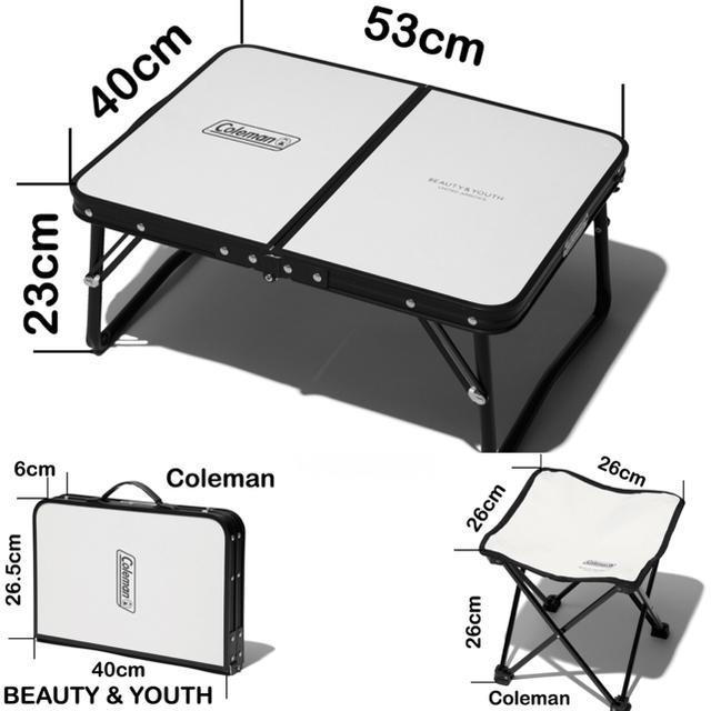 Coleman(コールマン)のコールマン BEAUTY&YOUTH コラボ ミニテーブル スツール セット スポーツ/アウトドアのアウトドア(テーブル/チェア)の商品写真