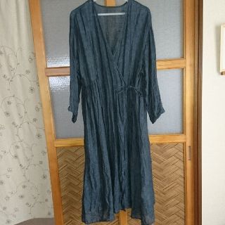 ネストローブ(nest Robe)の美品☆ネストローブ〜先染めガーゼリネンカシュクールワンピース(ロングワンピース/マキシワンピース)