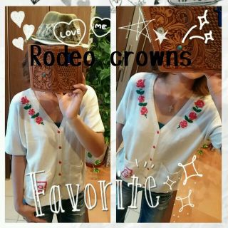 ロデオクラウンズ(RODEO CROWNS)のRDCW ローズ刺繍半袖カーディガン(カーディガン)