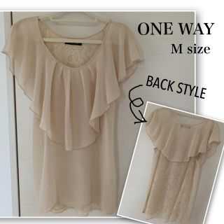 ワンウェイ(one*way)のONE WAY♡フリル 袖♡シースルー♡ベージュ♡レース♡ブラウス(シャツ/ブラウス(半袖/袖なし))