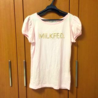 ミルクフェド(MILKFED.)のパフスリーブ スタッズロゴTシャツ(Tシャツ(半袖/袖なし))