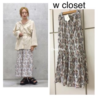 ダブルクローゼット(w closet)の今季19新作☆ペイズリー柄ワッシャーロングスカート エクリュー(ロングスカート)