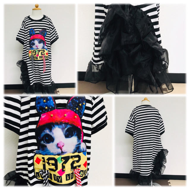 160cm ねこちゃんワンピース ☆ラストワン☆ キッズ/ベビー/マタニティのキッズ服女の子用(90cm~)(ワンピース)の商品写真