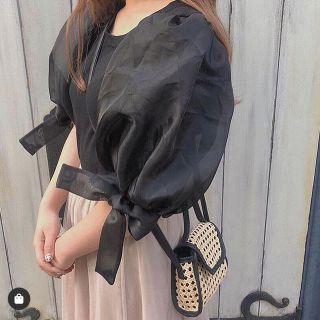 Day23 袖リボントップス(Black)(シャツ/ブラウス(半袖/袖なし))