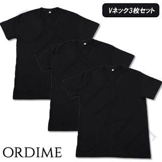 ★夏SALE 3枚セット Ｖネック Ｔシャツ ブラック 100％綿 無地 半袖 (Tシャツ(半袖/袖なし))