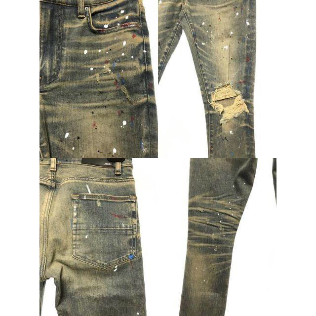 AMIRI 18AW 膝クラッシュ デニム 青 30 新品 アミリ artist - デニム