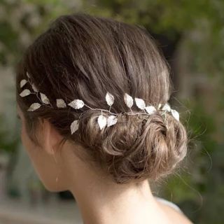 ピンクゴールドリーフ　ヘアアクセサリー(ヘッドドレス/ドレス)