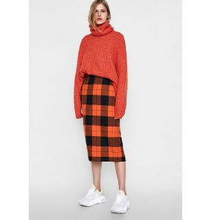 ザラ(ZARA)の新品☆ZARAチェックスカート Ｌサイズ(ロングスカート)