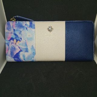 すぎずクー】 4℃ - 未使用luria4℃/L字ファスナー長財布ネイビー花柄