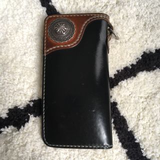 フラットヘッド コードバン 長財布 ウォレット 黒 コンチョ シルバー925-