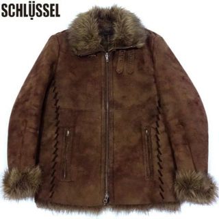 シュリセル(SCHLUSSEL)の美品 SCHLUSSEL シュリセル フェイクムートン ジャケット 3 茶(ブルゾン)