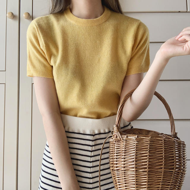 Lochie(ロキエ)のvintage yellow knit レディースのトップス(カットソー(半袖/袖なし))の商品写真