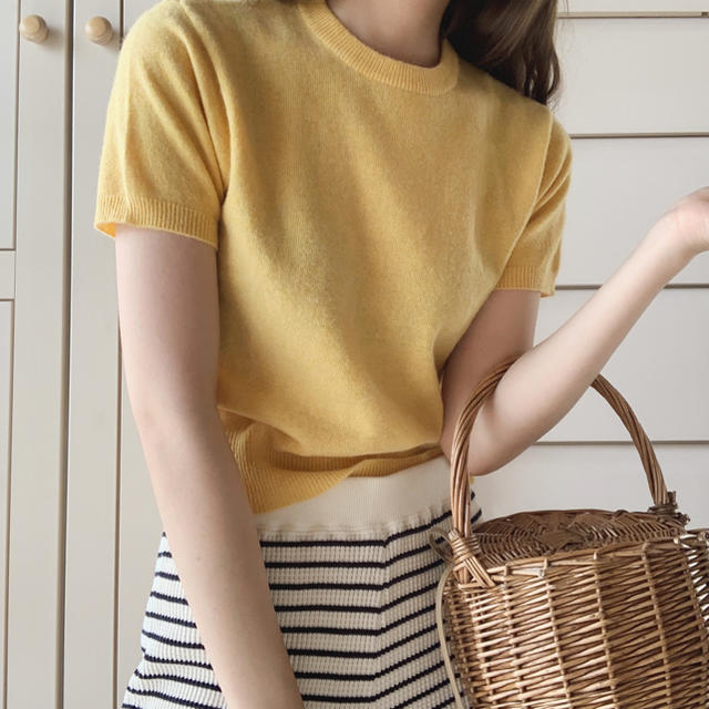 Lochie(ロキエ)のvintage yellow knit レディースのトップス(カットソー(半袖/袖なし))の商品写真