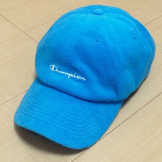 チャンピオン(Champion)の美品 チャンピオン キャップ  ブルー 青 タオル地 パイル地(キャップ)