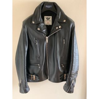 シックスシックスシックス(666)の666 leather wear ダブル ライダースジャケット英国製 黒 38(ライダースジャケット)