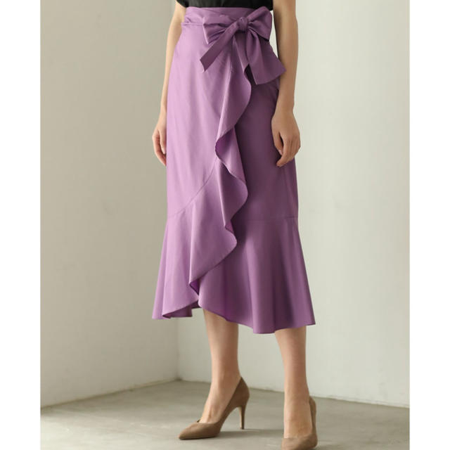LagunaMoon(ラグナムーン)のラッフルラップミドルスカート レディースのスカート(ひざ丈スカート)の商品写真