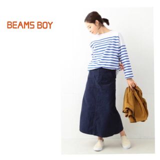 ビームスボーイ(BEAMS BOY)のBeams boy/2018/バックサテン ミリタリーロングスカート/紺色(ロングスカート)