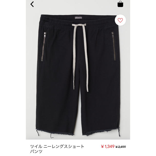 H&M(エイチアンドエム)のH&M 膝丈 メンズ ショートパンツ ブラック メンズのパンツ(ショートパンツ)の商品写真