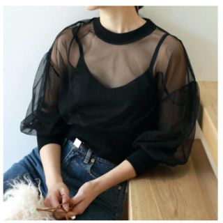 トゥデイフル(TODAYFUL)のトゥデイフル tulle rib Blouse(シャツ/ブラウス(半袖/袖なし))