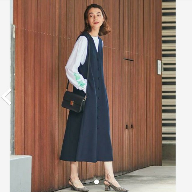 【美品】BEAUTY&YOUTH フロントボタンジャンパースカート