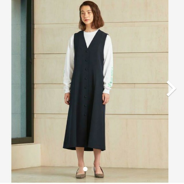 【美品】BEAUTY&YOUTH フロントボタンジャンパースカート