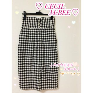 セシルマクビー(CECIL McBEE)の♡CECILMcBEE♡ チェック柄*ハイウエスト*タイト ♩ミモレ丈スカート♩(ひざ丈スカート)