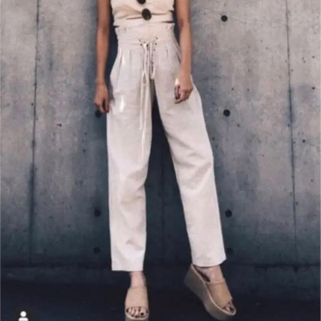 【美品】AMAIL Linen hight pants ベージュ レディースのパンツ(カジュアルパンツ)の商品写真
