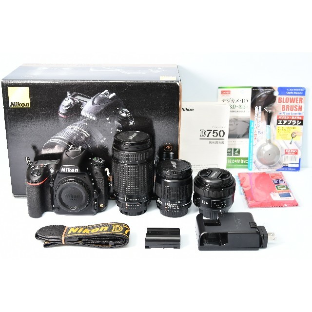 新同品 Nikon D750  標準&望遠&単焦点トリプルレンズセット