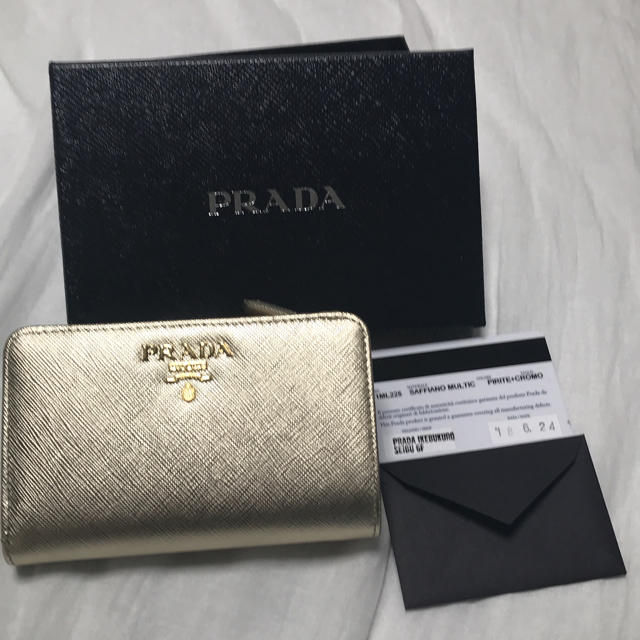 PRADA SAFFIANO MULTICOLOR 二つ折り財布 レアなゴールド