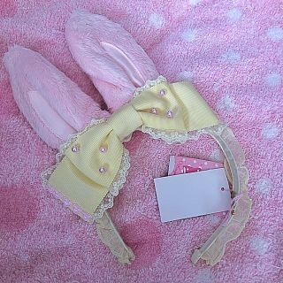 アンジェリックプリティー(Angelic Pretty)のwhip bunnyカチューシャ イエローリボン×ピンク耳(カチューシャ)