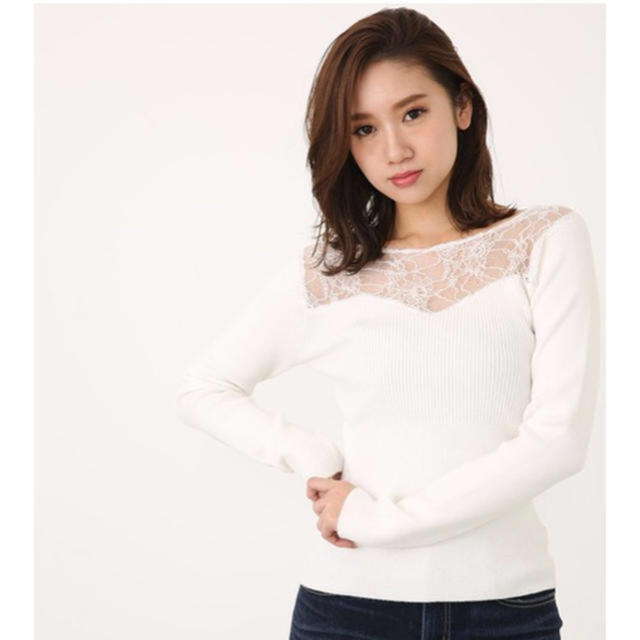 rienda(リエンダ)のrienda レースコンビknit TOP レディースのトップス(ニット/セーター)の商品写真