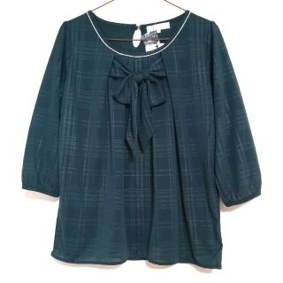 グローブ(grove)の♡新品♡grove グローブ♡シアーチェックリボン付きブラウス♡七分袖(シャツ/ブラウス(長袖/七分))