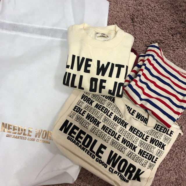 NEEDLE WORK SOON(ニードルワークスーン)のa♡様専用 白パーカー子供服 NEEDLE WORK キッズ/ベビー/マタニティのベビー服(~85cm)(Ｔシャツ)の商品写真